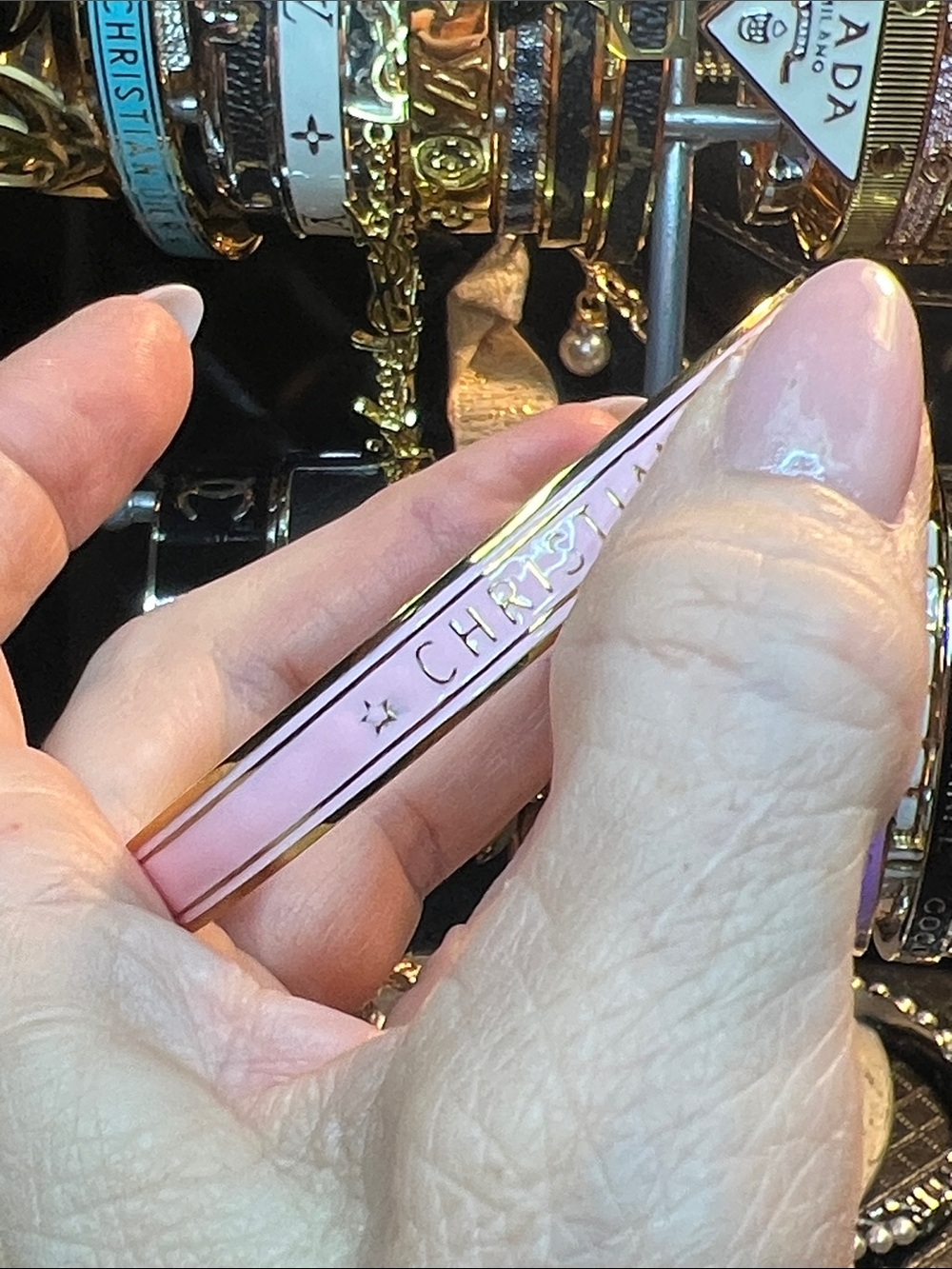 Stainless Steel Gold and Pink Open Bracelet-Fashion Inspired/Upcycled